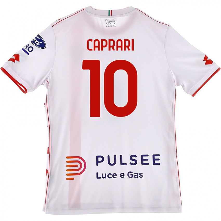 Kvinder Gianluca Caprari #10 Hvid Rød Udebane Spillertrøjer 2024/25 Trøje T-Shirt