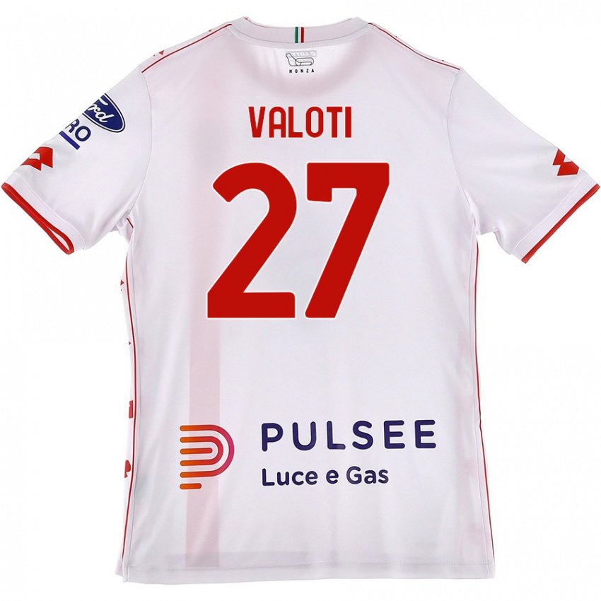 Kvinder Mattia Valoti #27 Hvid Rød Udebane Spillertrøjer 2024/25 Trøje T-Shirt