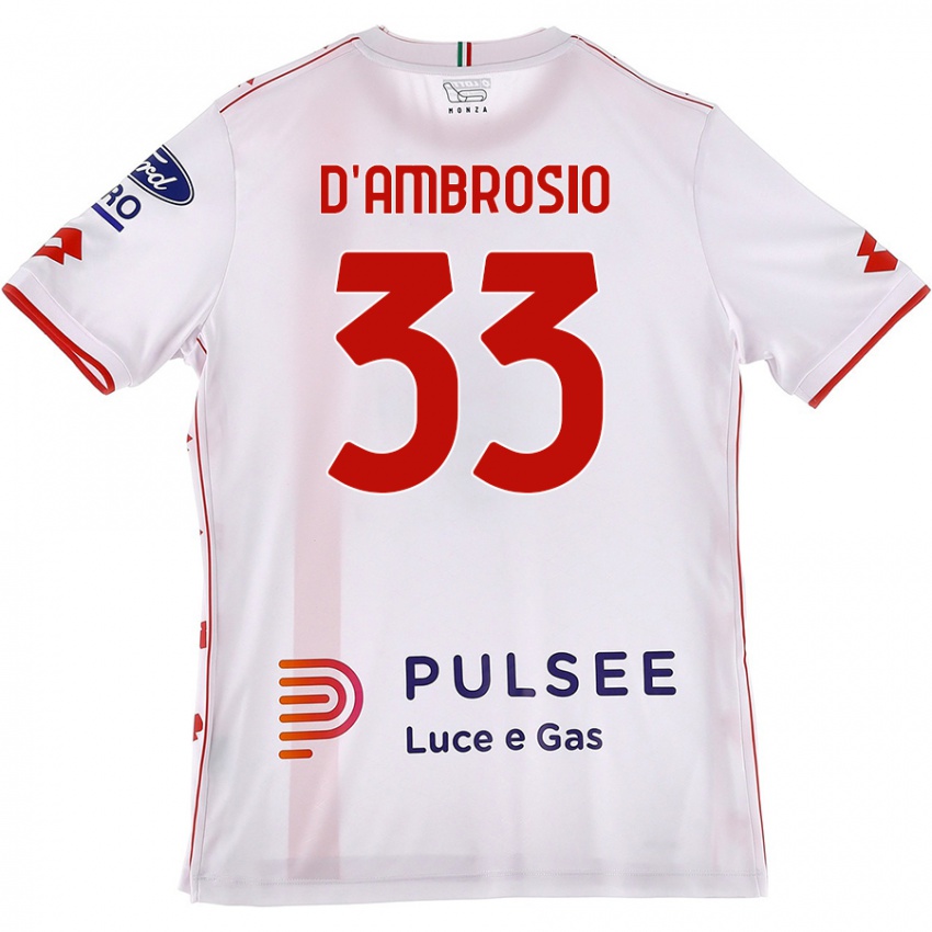 Kvinder Danilo D'ambrosio #33 Hvid Rød Udebane Spillertrøjer 2024/25 Trøje T-Shirt