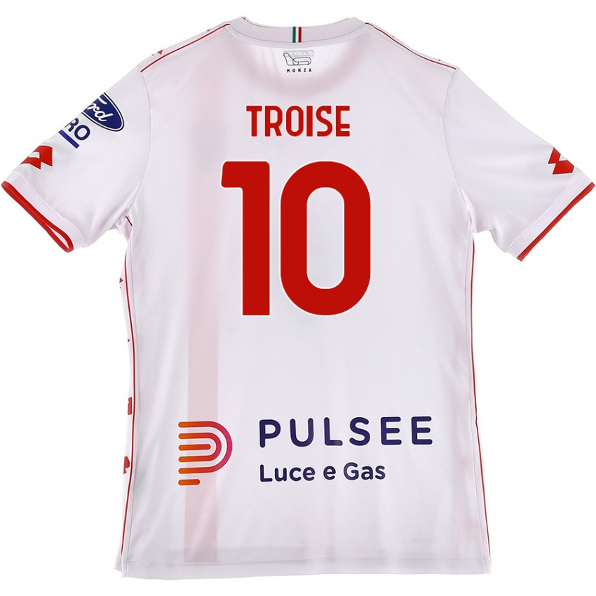 Kvinder Antonio Troise #10 Hvid Rød Udebane Spillertrøjer 2024/25 Trøje T-Shirt