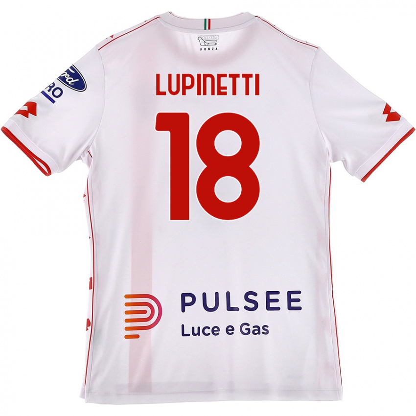 Kvinder Tommaso Lupinetti #18 Hvid Rød Udebane Spillertrøjer 2024/25 Trøje T-Shirt