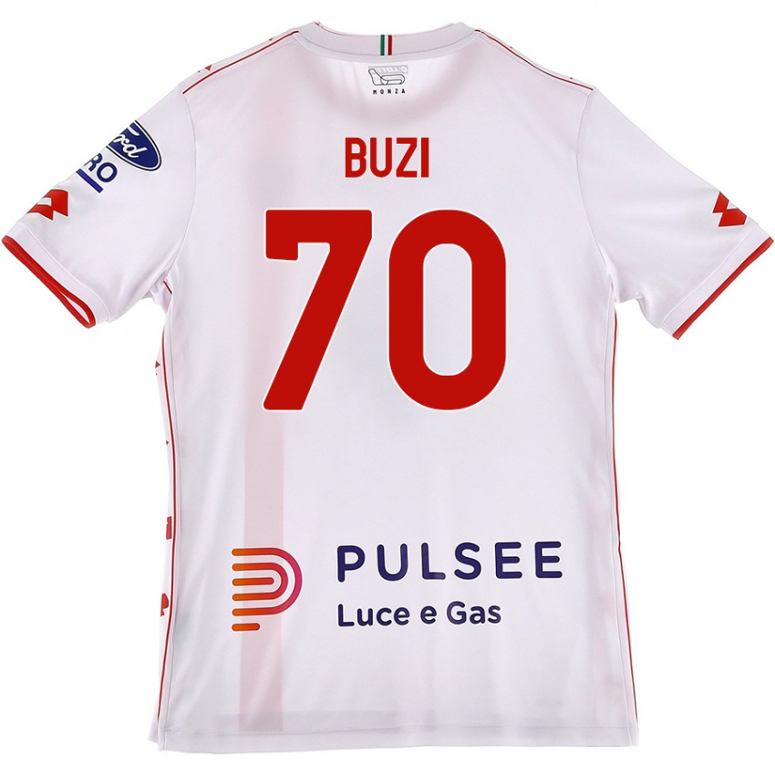 Kvinder Luis Buzi #70 Hvid Rød Udebane Spillertrøjer 2024/25 Trøje T-Shirt