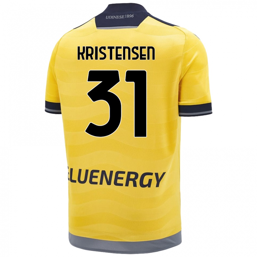 Kvinder Thomas Kristensen #31 Gylden Udebane Spillertrøjer 2024/25 Trøje T-Shirt