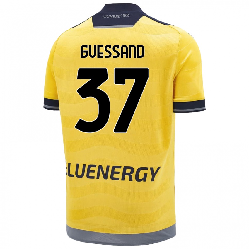 Kvinder Axel Guessand #37 Gylden Udebane Spillertrøjer 2024/25 Trøje T-Shirt