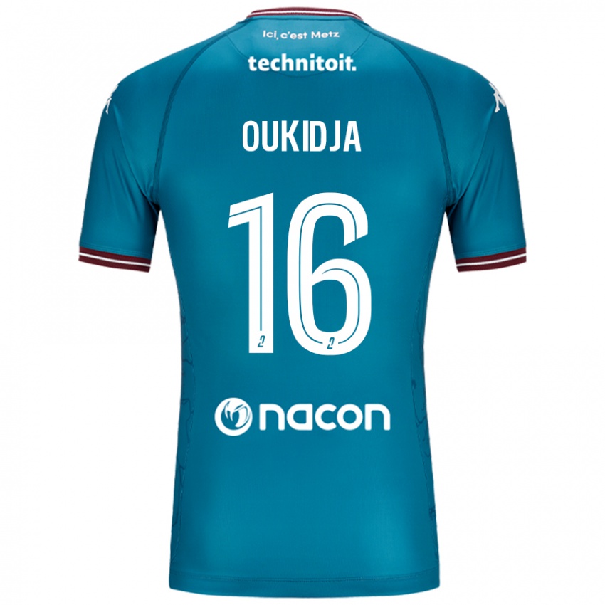 Kvinder Alexandre Oukidja #16 Bleu Benzin Udebane Spillertrøjer 2024/25 Trøje T-Shirt