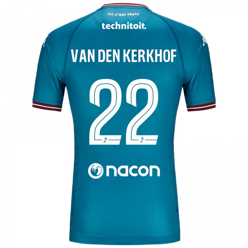 Kvinder Kevin Van Den Kerkhof #22 Bleu Benzin Udebane Spillertrøjer 2024/25 Trøje T-Shirt