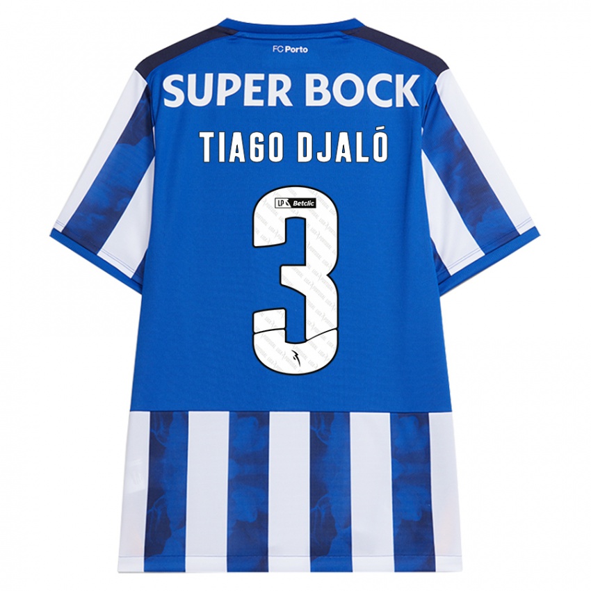 Børn Tiago Djaló #3 Blå Hvid Hjemmebane Spillertrøjer 2024/25 Trøje T-Shirt