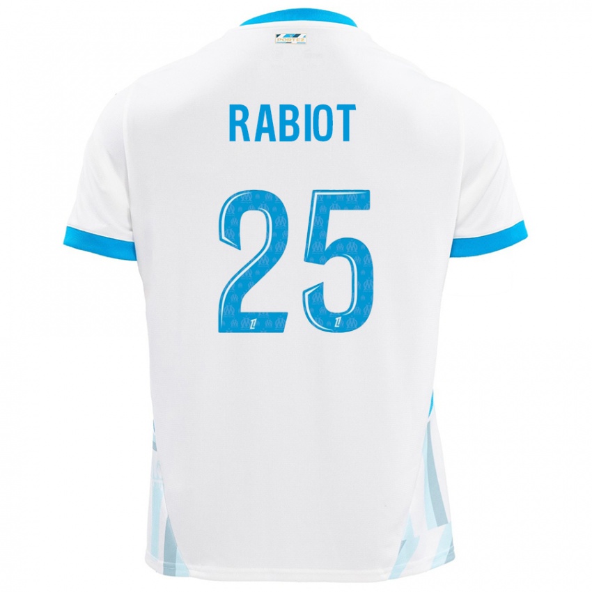 Børn Adrien Rabiot #25 Hvid Himmelblå Hjemmebane Spillertrøjer 2024/25 Trøje T-Shirt