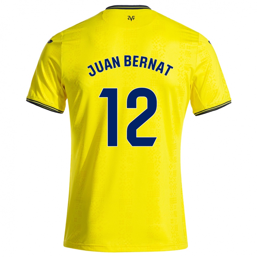 Børn Juan Bernat #12 Gul Sort Hjemmebane Spillertrøjer 2024/25 Trøje T-Shirt