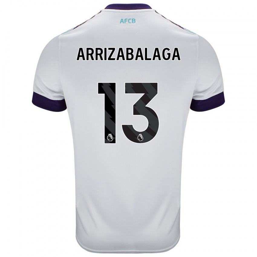 Børn Kepa Arrizabalaga #13 Hvid Grøn Lilla Udebane Spillertrøjer 2024/25 Trøje T-Shirt