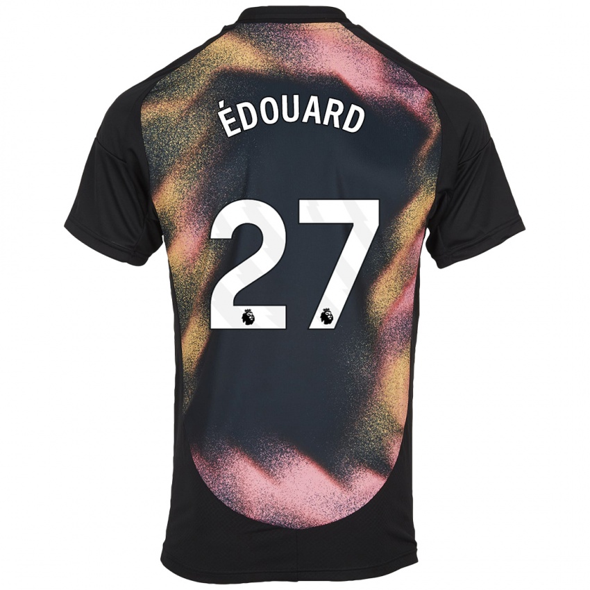 Børn Odsonne Edouard #27 Sort Hvid Udebane Spillertrøjer 2024/25 Trøje T-Shirt