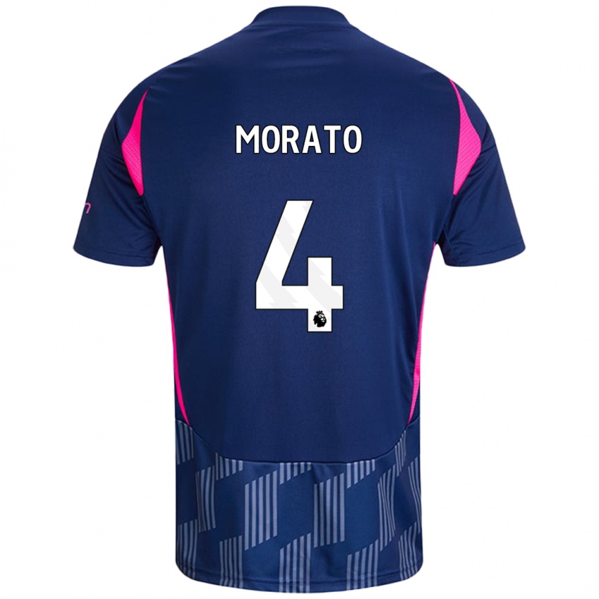 Børn Morato #4 Kongeblå Pink Udebane Spillertrøjer 2024/25 Trøje T-Shirt