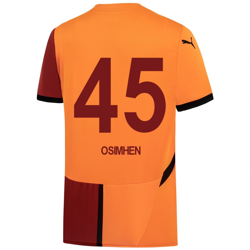 Børn Victor Osimhen #45 Gul Rød Hjemmebane Spillertrøjer 2024/25 Trøje T-Shirt