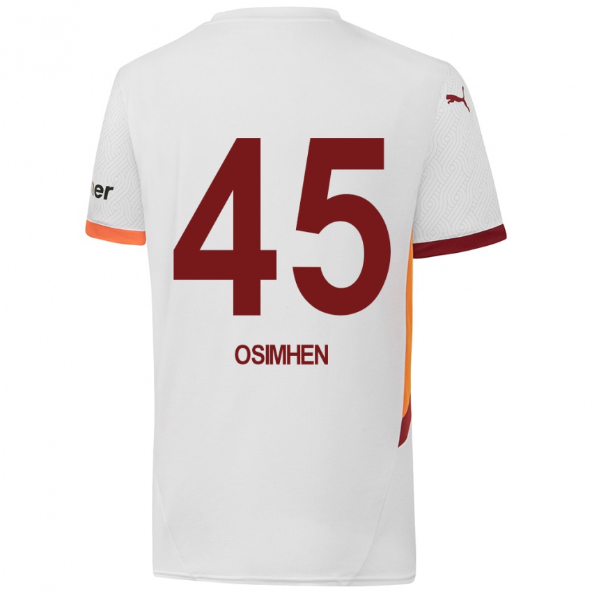 Børn Victor Osimhen #45 Hvid Gul Rød Udebane Spillertrøjer 2024/25 Trøje T-Shirt