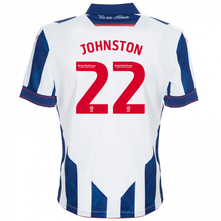 Børn Mikey Johnston #22 Hvid Mørkeblå Hjemmebane Spillertrøjer 2024/25 Trøje T-Shirt