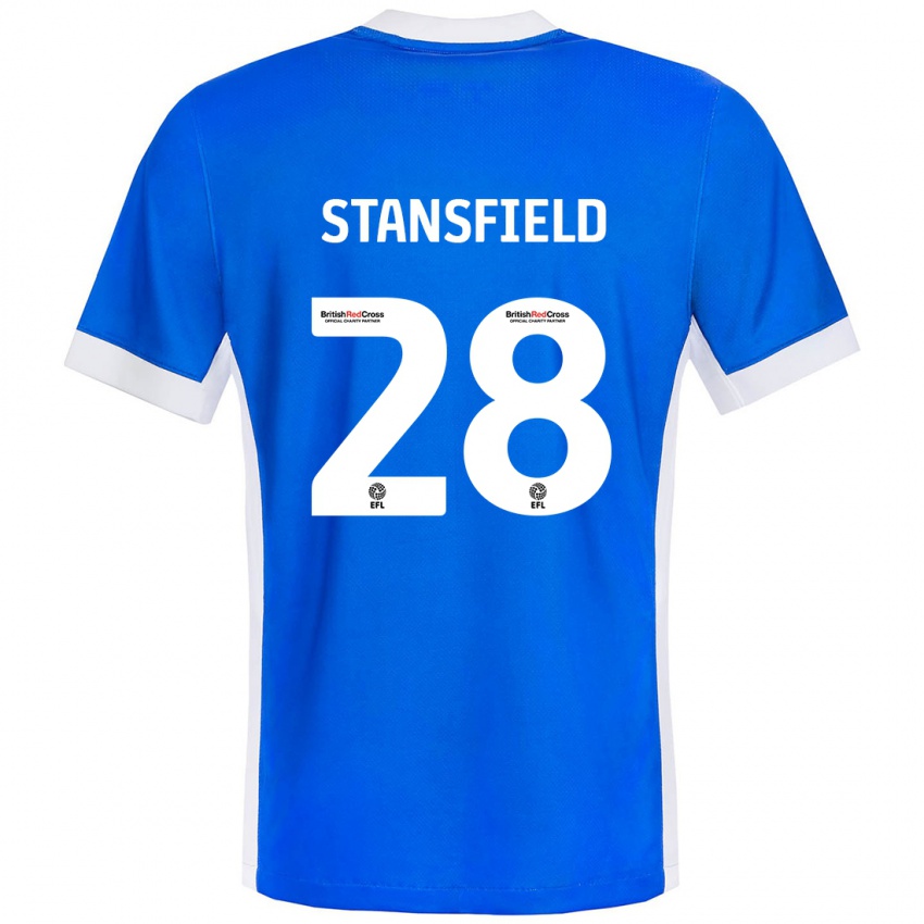 Børn Jay Stansfield #28 Blå Hvid Hjemmebane Spillertrøjer 2024/25 Trøje T-Shirt