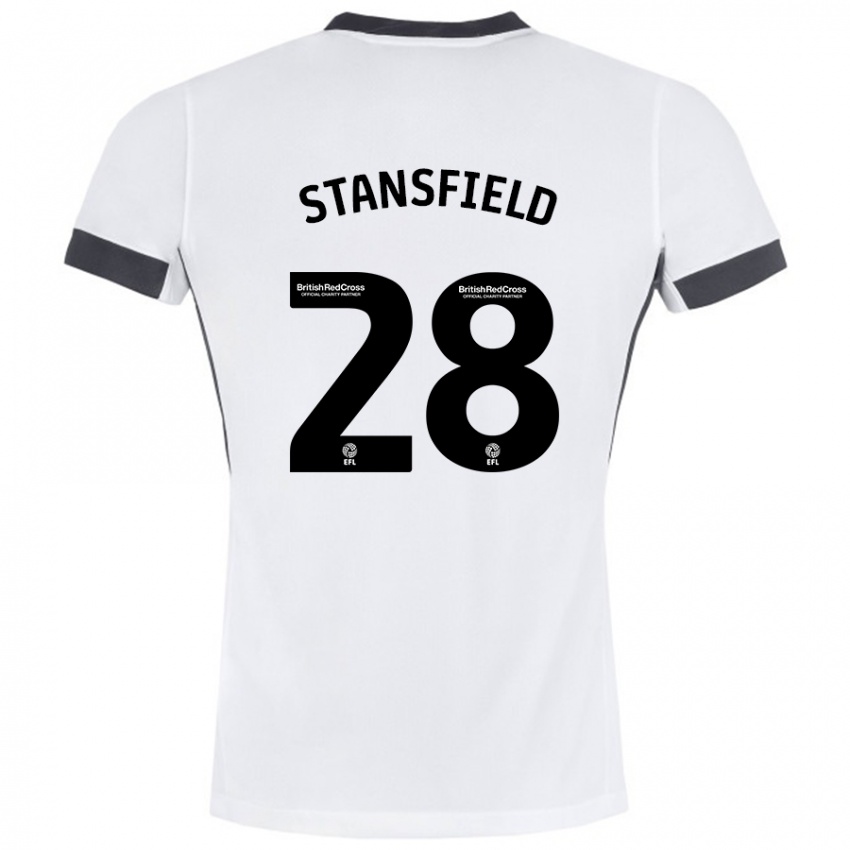 Børn Jay Stansfield #28 Hvid Sort Udebane Spillertrøjer 2024/25 Trøje T-Shirt