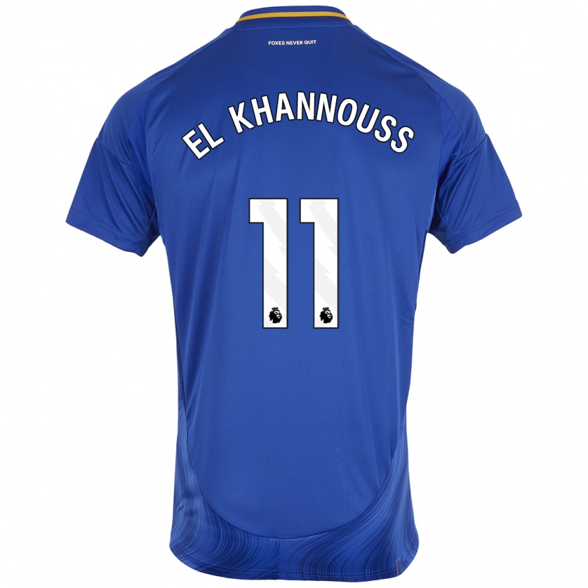 Børn Bilal El Khannouss #11 Blå Hvid Hjemmebane Spillertrøjer 2024/25 Trøje T-Shirt