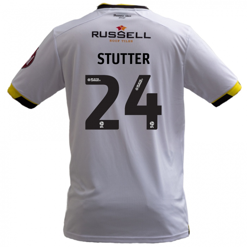 Mænd Ronnie Stutter #24 Hvid Udebane Spillertrøjer 2024/25 Trøje T-Shirt