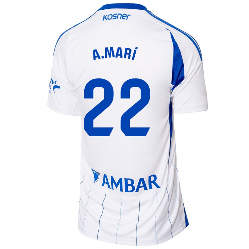 Mænd Alberto Marí #22 Rød Hvid Hjemmebane Spillertrøjer 2024/25 Trøje T-Shirt