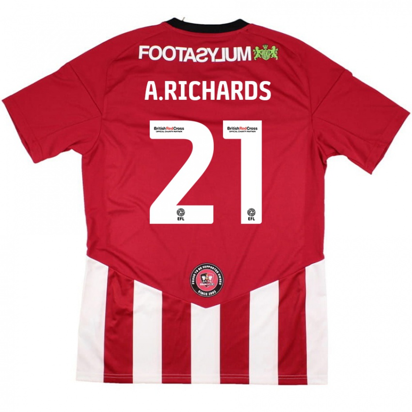 Mænd Amani Richards #21 Rød Hvid Hjemmebane Spillertrøjer 2024/25 Trøje T-Shirt