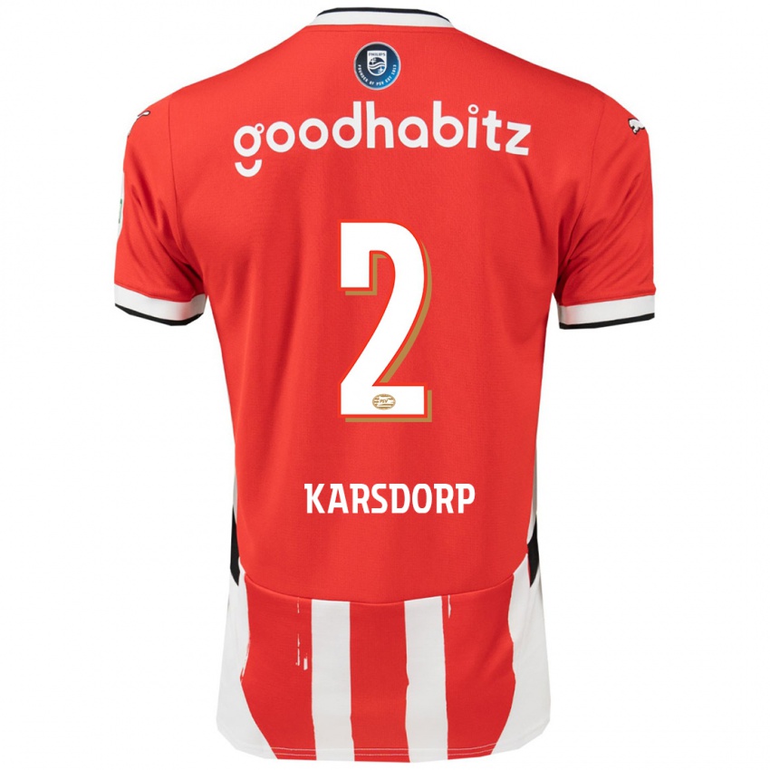 Mænd Rick Karsdorp #2 Rød Hvid Hjemmebane Spillertrøjer 2024/25 Trøje T-Shirt