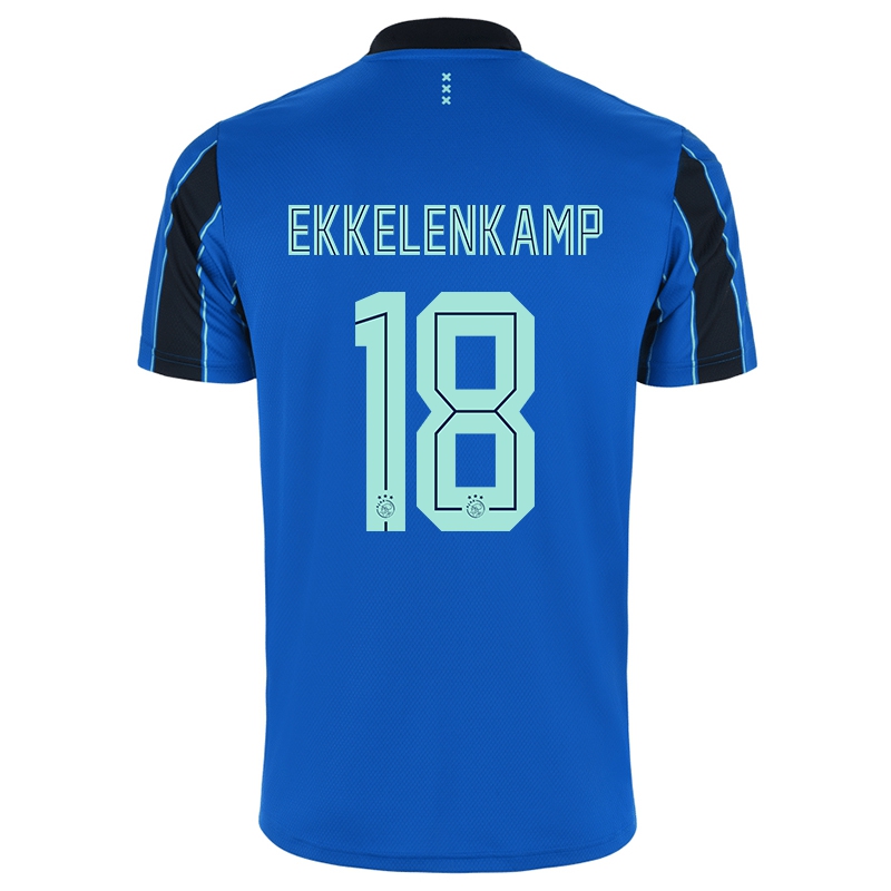 Kvinder Jurgen Ekkelenkamp #18 Blå Sort Udebane Spillertrøjer 2021/22 Trøje T-shirt