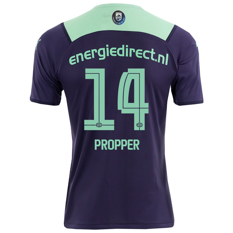Kvinder Davy Propper #14 Mørk Violet Udebane Spillertrøjer 2021/22 Trøje T-shirt