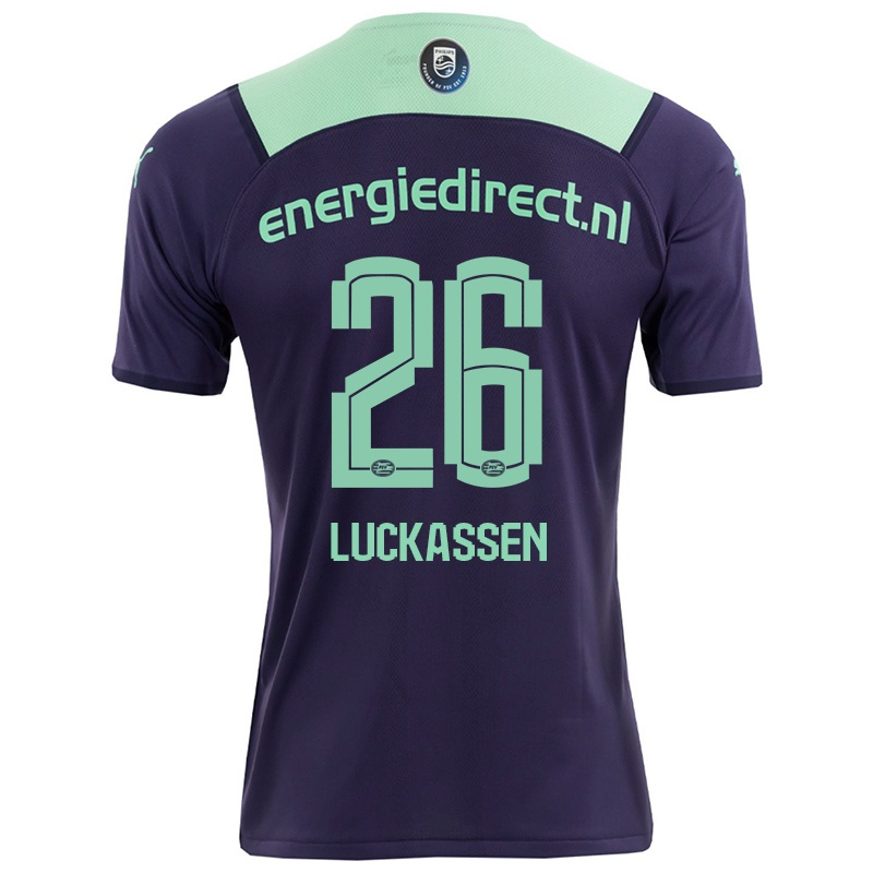 Kvinder Derrick Luckassen #26 Mørk Violet Udebane Spillertrøjer 2021/22 Trøje T-shirt