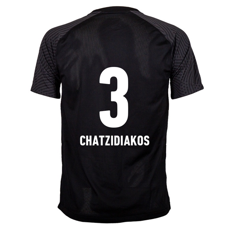 Kvinder Pantelis Chatzidiakos #3 Sort Udebane Spillertrøjer 2021/22 Trøje T-shirt