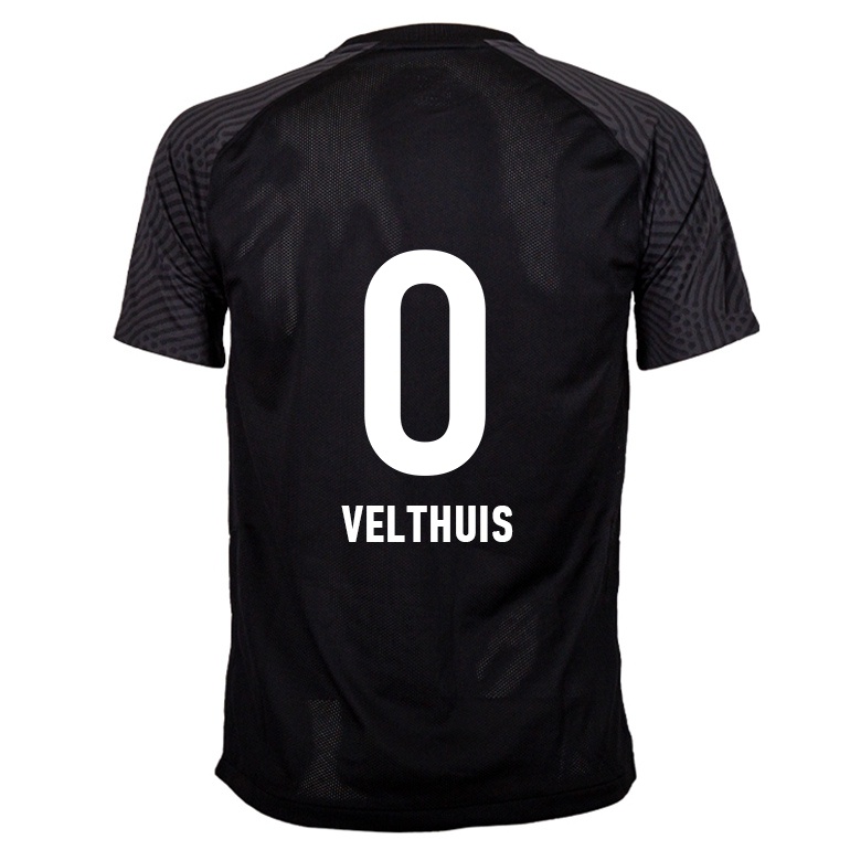 Kvinder Tijs Velthuis #0 Sort Udebane Spillertrøjer 2021/22 Trøje T-shirt