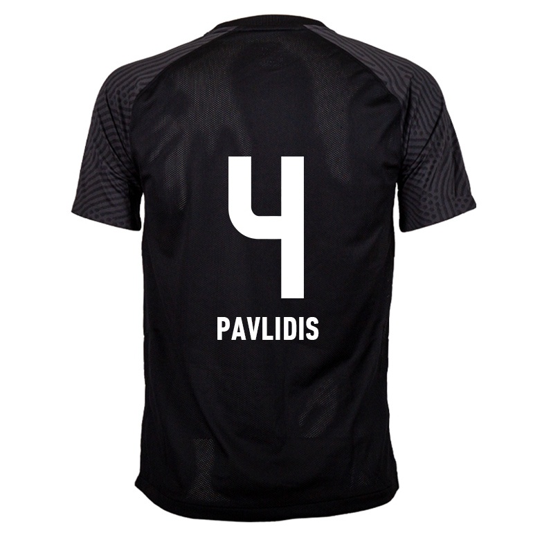 Kvinder Vasilios Pavlidis #4 Sort Udebane Spillertrøjer 2021/22 Trøje T-shirt