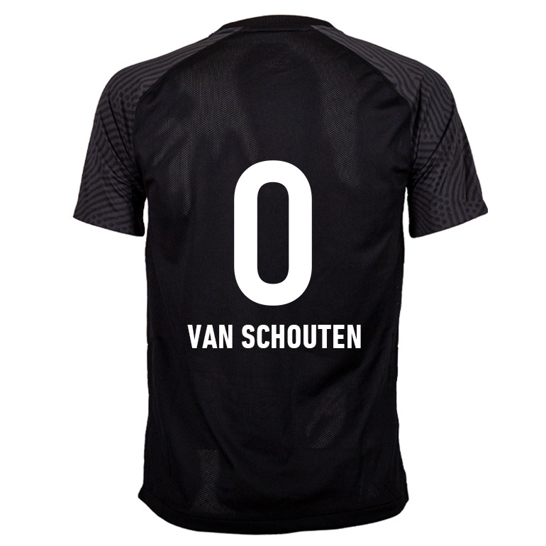 Kvinder Gijs Van Schouten #0 Sort Udebane Spillertrøjer 2021/22 Trøje T-shirt