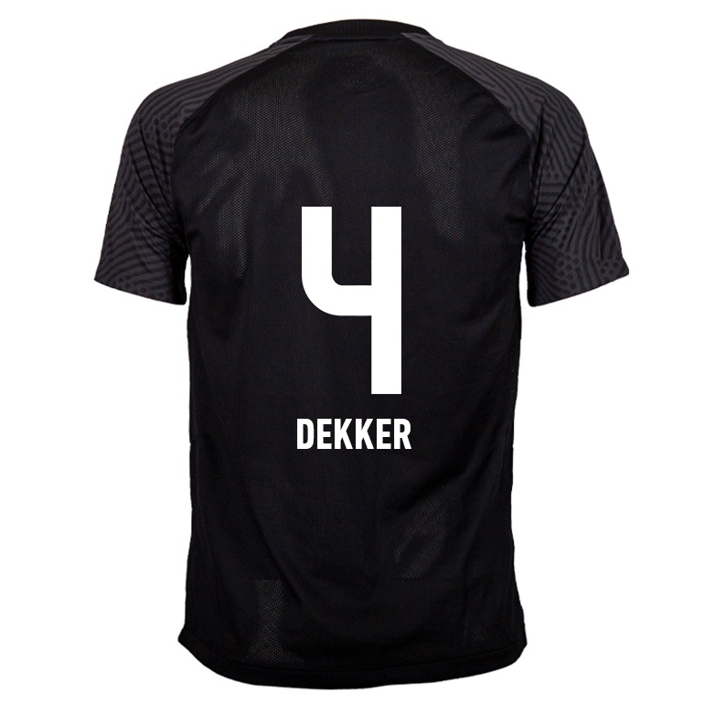 Kvinder Maxim Dekker #4 Sort Udebane Spillertrøjer 2021/22 Trøje T-shirt