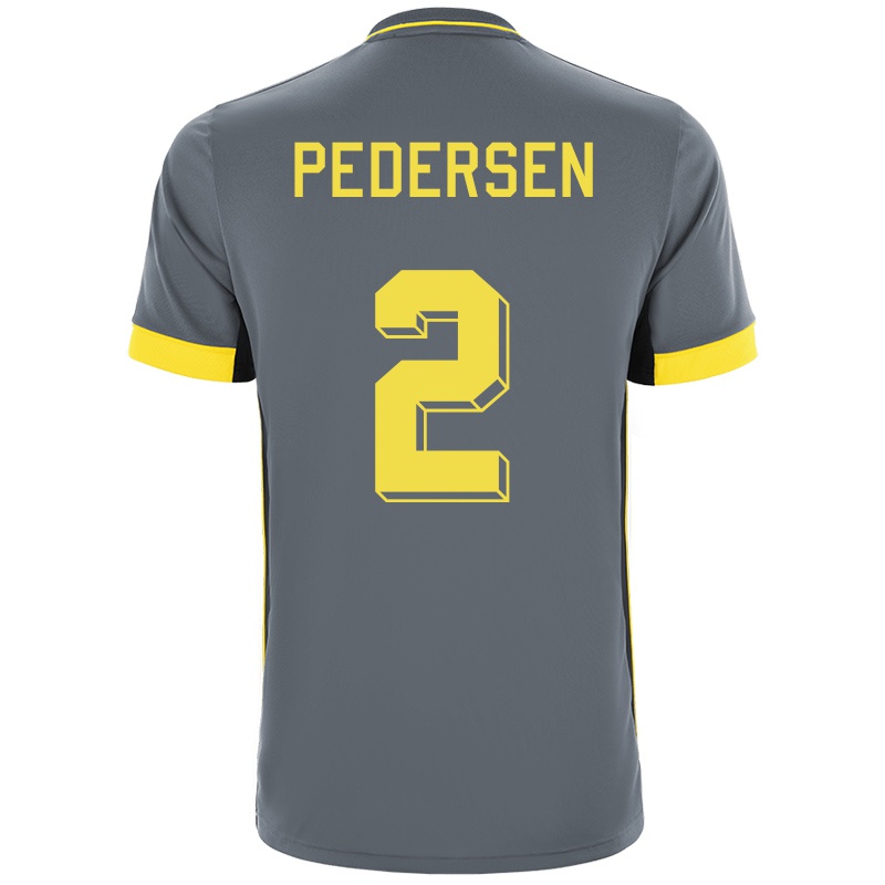 Kvinder Marcus Holmgren Pedersen #2 Grå Sort Udebane Spillertrøjer 2021/22 Trøje T-shirt