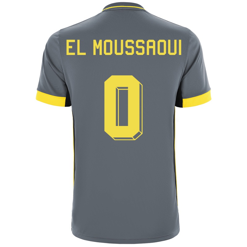 Kvinder Ilyas El Moussaoui #0 Grå Sort Udebane Spillertrøjer 2021/22 Trøje T-shirt