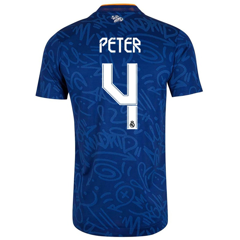 Kvinder Babett Peter #4 Mørkeblå Udebane Spillertrøjer 2021/22 Trøje T-shirt