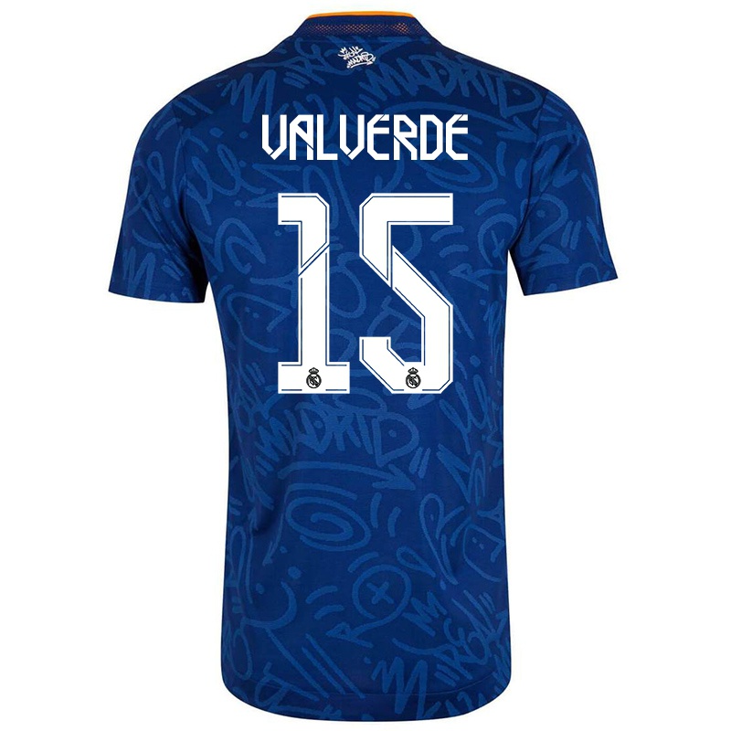 Kvinder Fede Valverde #15 Mørkeblå Udebane Spillertrøjer 2021/22 Trøje T-shirt
