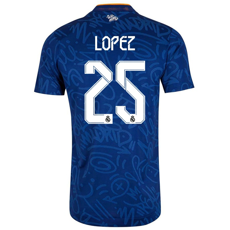 Kvinder Luis Lopez #25 Mørkeblå Udebane Spillertrøjer 2021/22 Trøje T-shirt