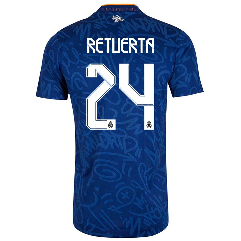 Kvinder Alberto Retuerta #24 Mørkeblå Udebane Spillertrøjer 2021/22 Trøje T-shirt