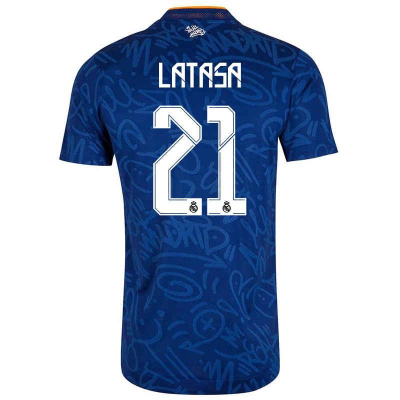 Kvinder Juanmi Latasa #21 Mørkeblå Udebane Spillertrøjer 2021/22 Trøje T-shirt