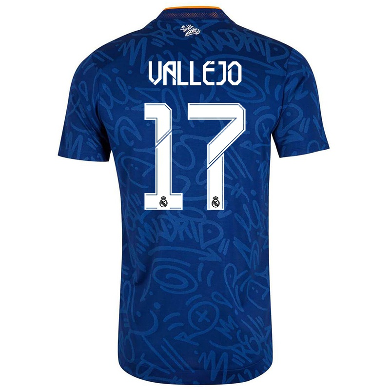 Kvinder Hugo Vallejo #17 Mørkeblå Udebane Spillertrøjer 2021/22 Trøje T-shirt