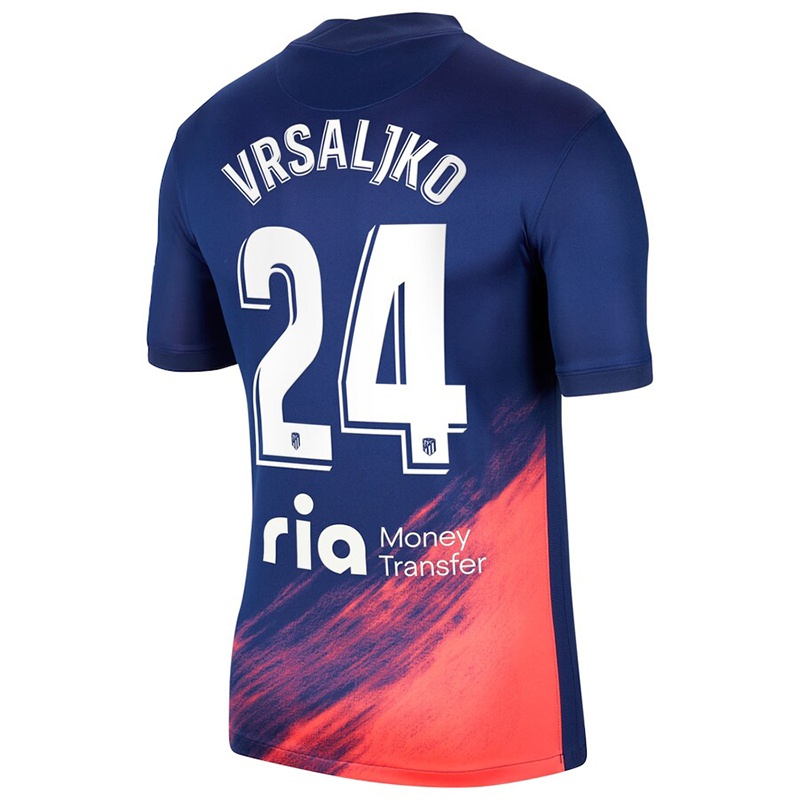 Kvinder Sime Vrsaljko #24 Mørkeblå Appelsin Udebane Spillertrøjer 2021/22 Trøje T-shirt