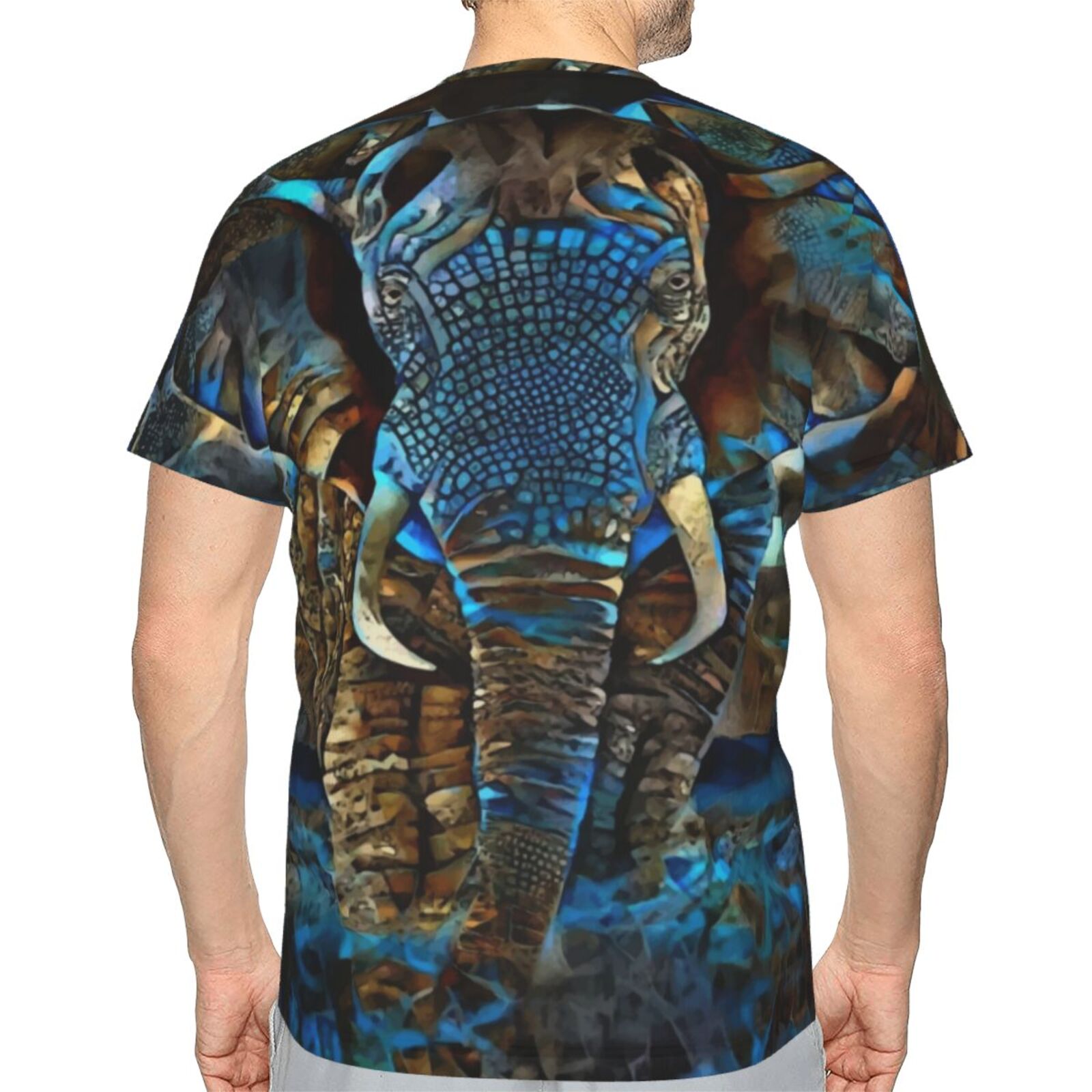 Elefant Brun Blå Blandet Medieelementer Klassisk T-shirt